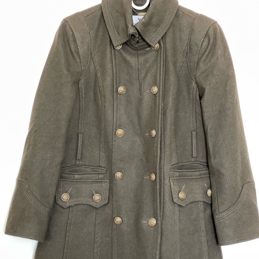 Womens army green insulated wool coat